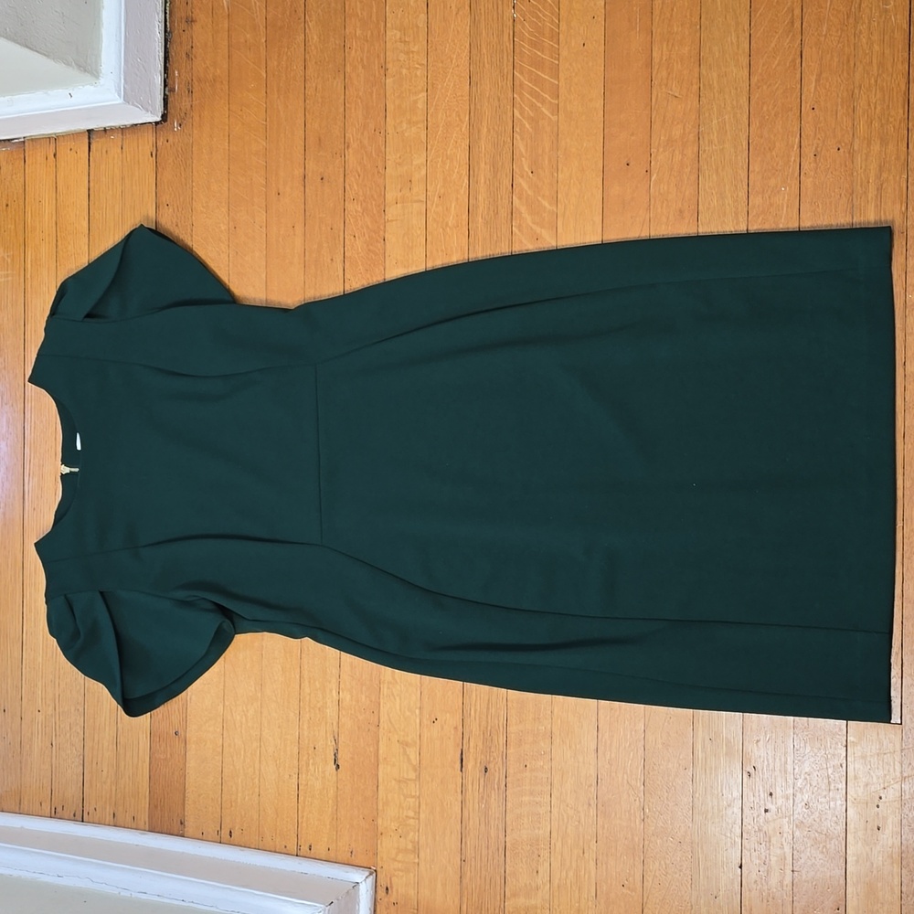Calvin Klein, Flutter Sleeve Structure Midi Dress, Emerald, EUC, Women's 10